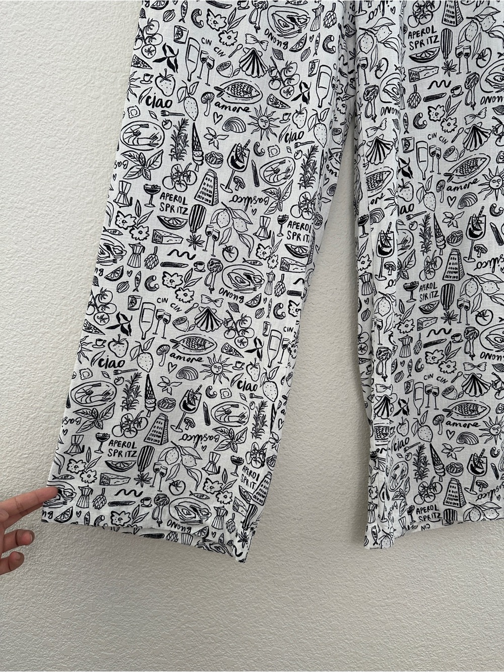 Sincerely Jules White Aperol Spritz Print Linen Blend Wide Leg Pants Medium - Picture 6 of 10